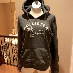 Hollister Grey and White Sweatshirt Hoodie Size Large Womens